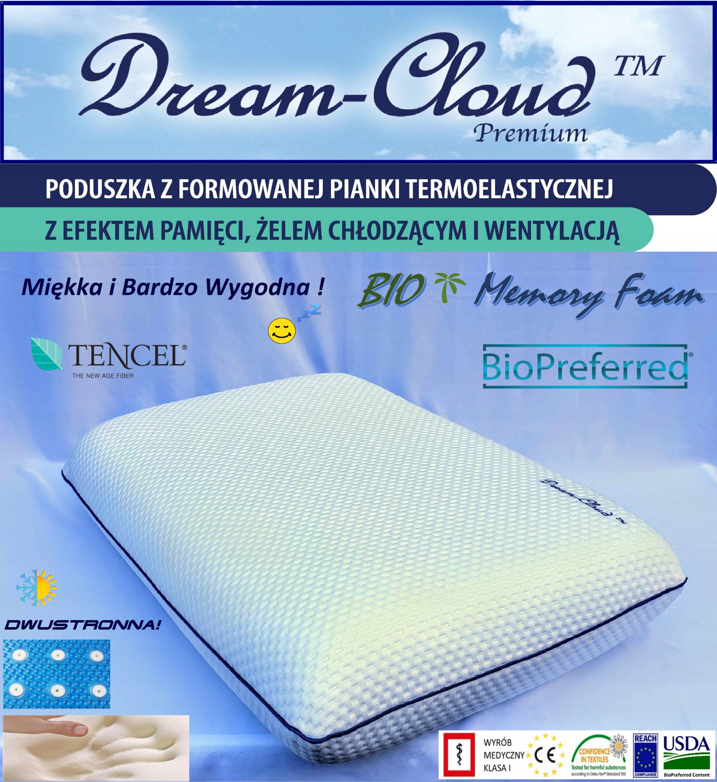 

Poduszka DreamCloud Chłodząca-Wentylowana 55x35x11
