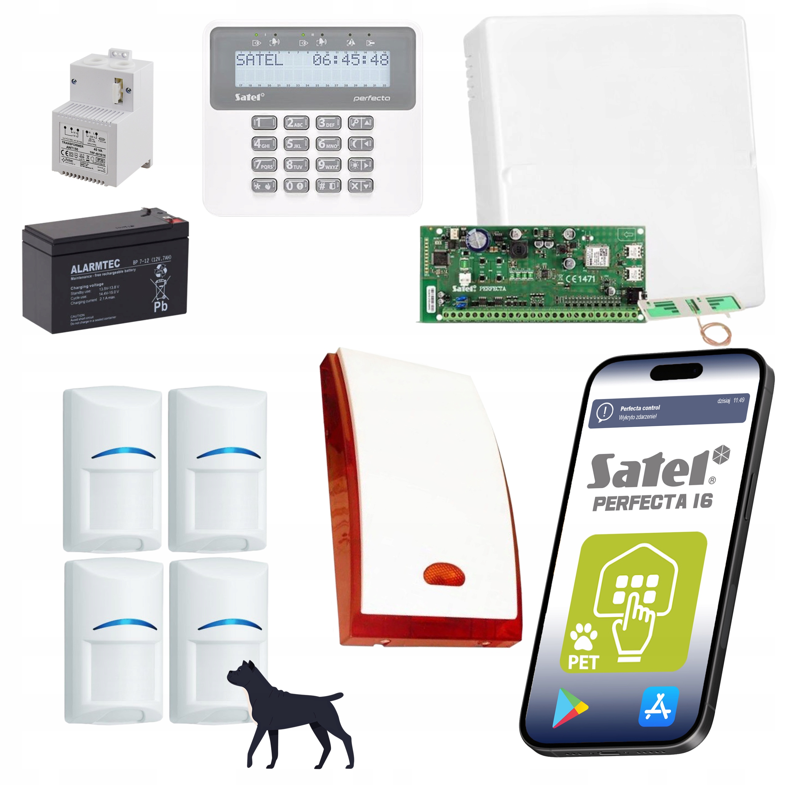 Zestaw Alarmowy Do Domu 4 Czujki Pet Bosch Profesjonalny Alarm Gsm Satel
