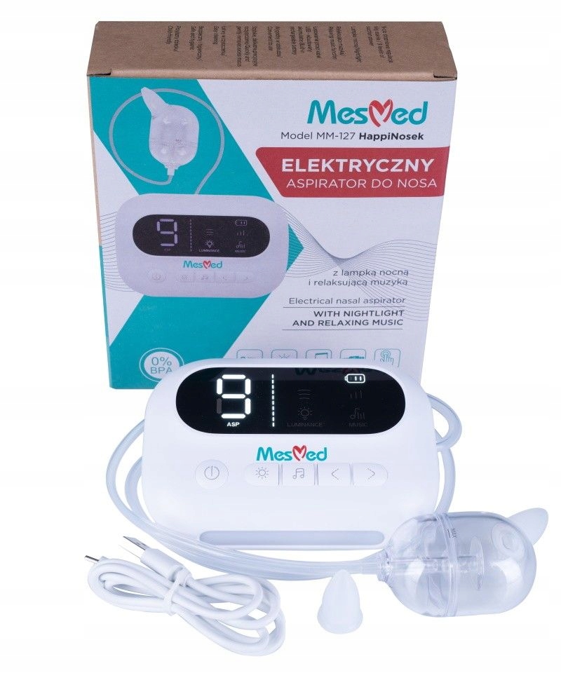Mesmed Elektryczny aspirator do nosa na katarek MM-127 HappiNosek Lampka