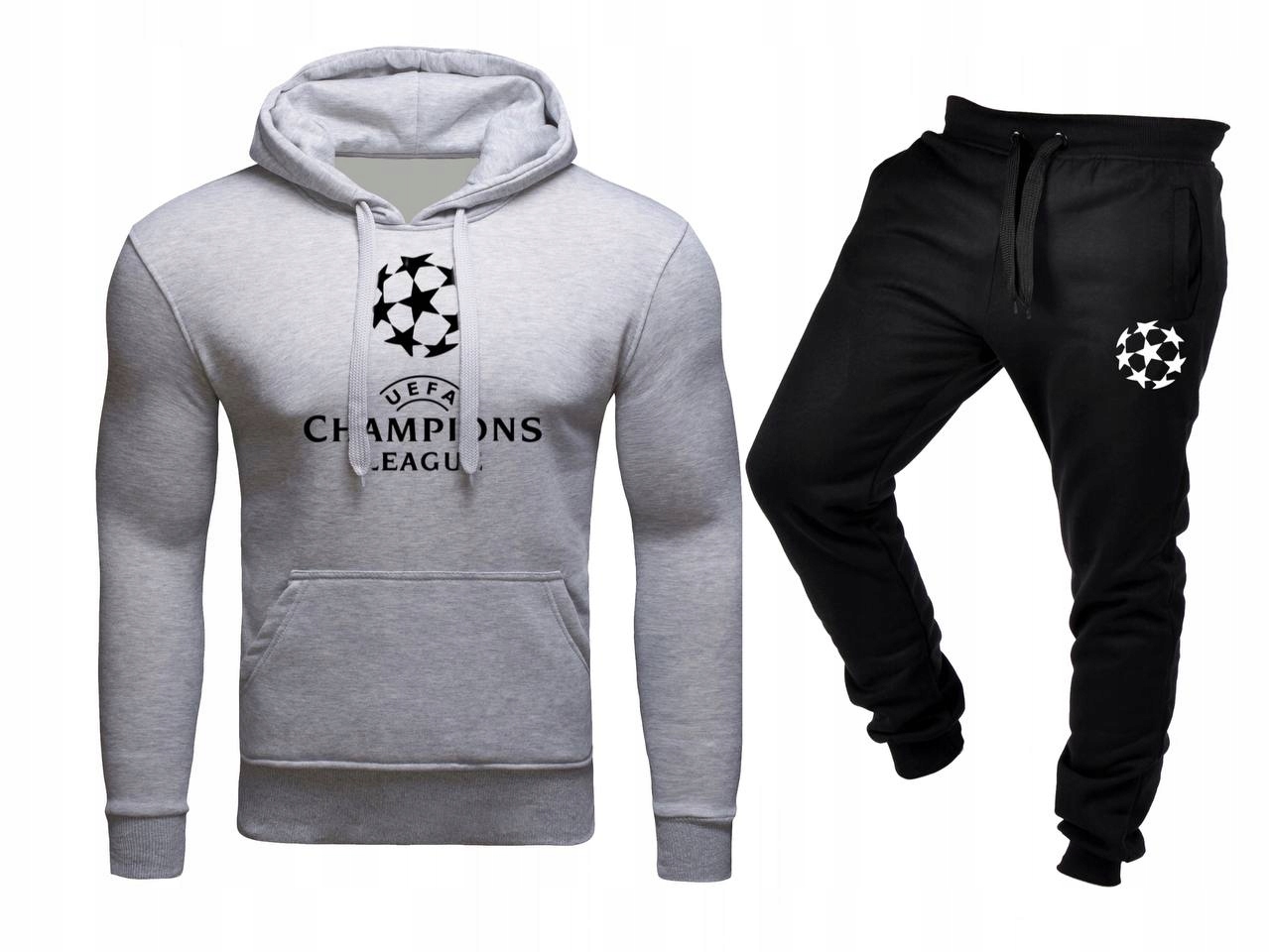 Tepláková Souprava Teplákovka Champions League Mikina A Kalhoty Šedá Černá XXL