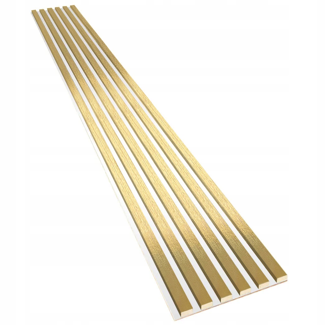 Lamele koloru Złotego na białej płycie HDF