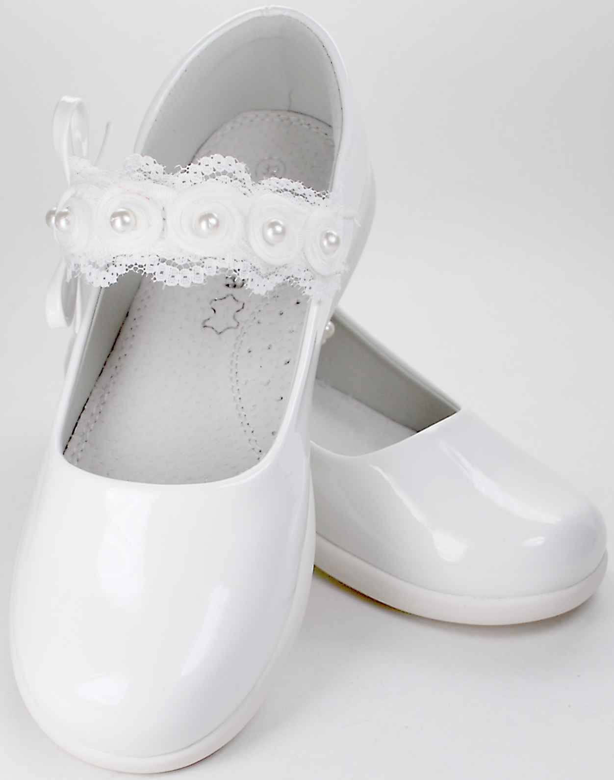 BIAŁE lakier PANTOFELKI komunijne balerinki dla dziewczynki komunia r 36 Marka Apawwa