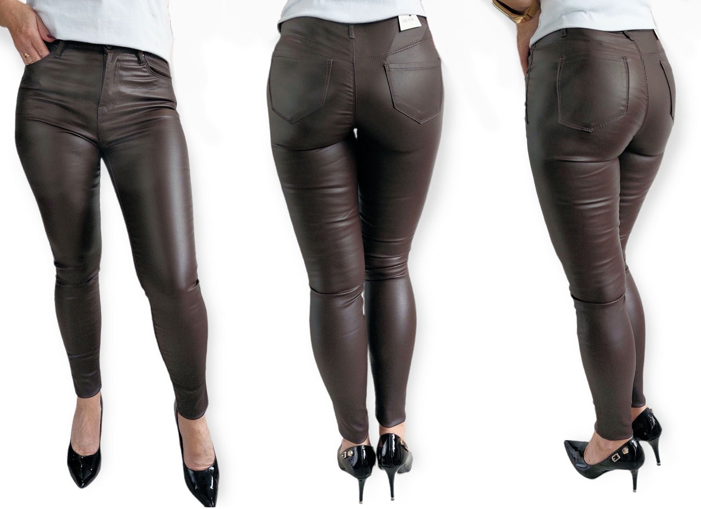 Spodnie Woskowane Skórka Plus Size Marka inna