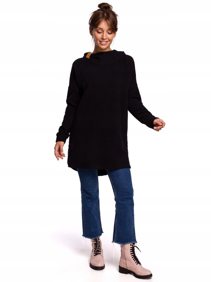 

Eu L/XL B176 Asymetryczna bluza z kapturem - czarn