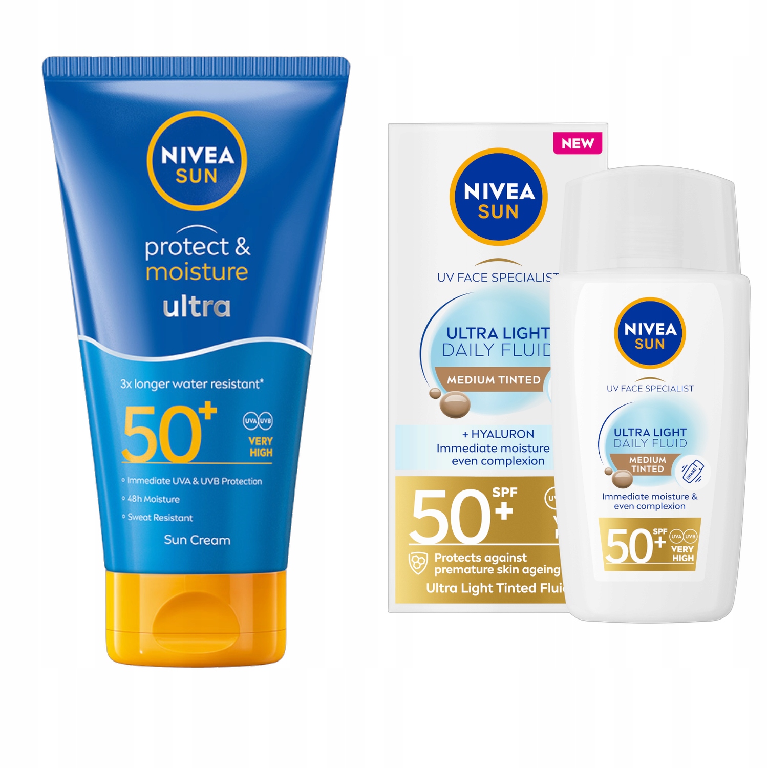 Nivea Sun Fluid Podklad SPF50 Střední 40 ml Balzám na opalování SPF50+ 150 Ml