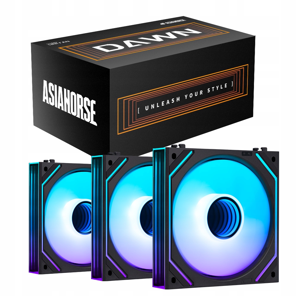 Zestaw 3 wentylatorów 120mm Pwm Asiahorse Dawn Pro Argb Daisy chain Czarne