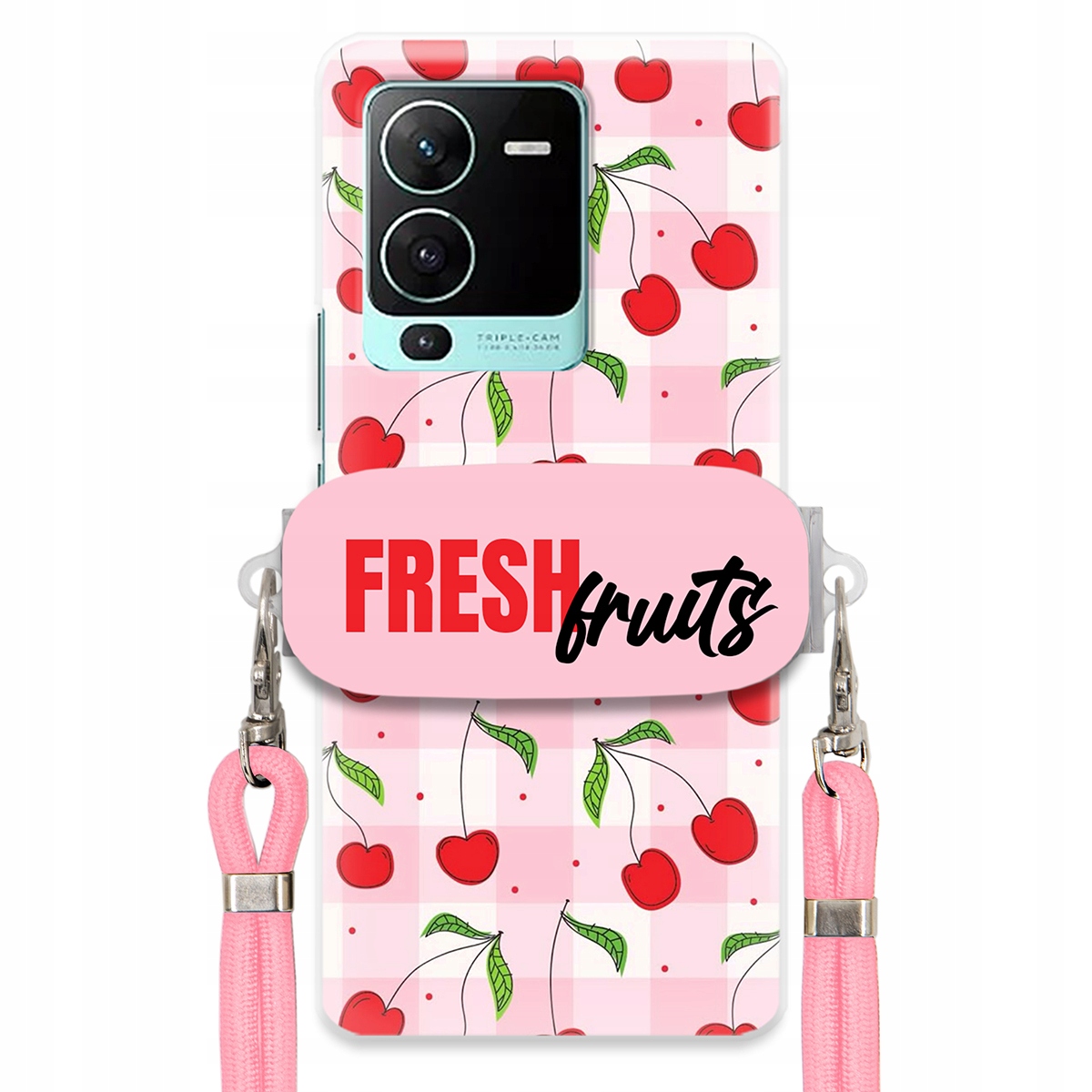 Puzdro pre Vivo S15 Pro Case držiak šnúrok ruží Fresh Fruits Mriežka Ovocie