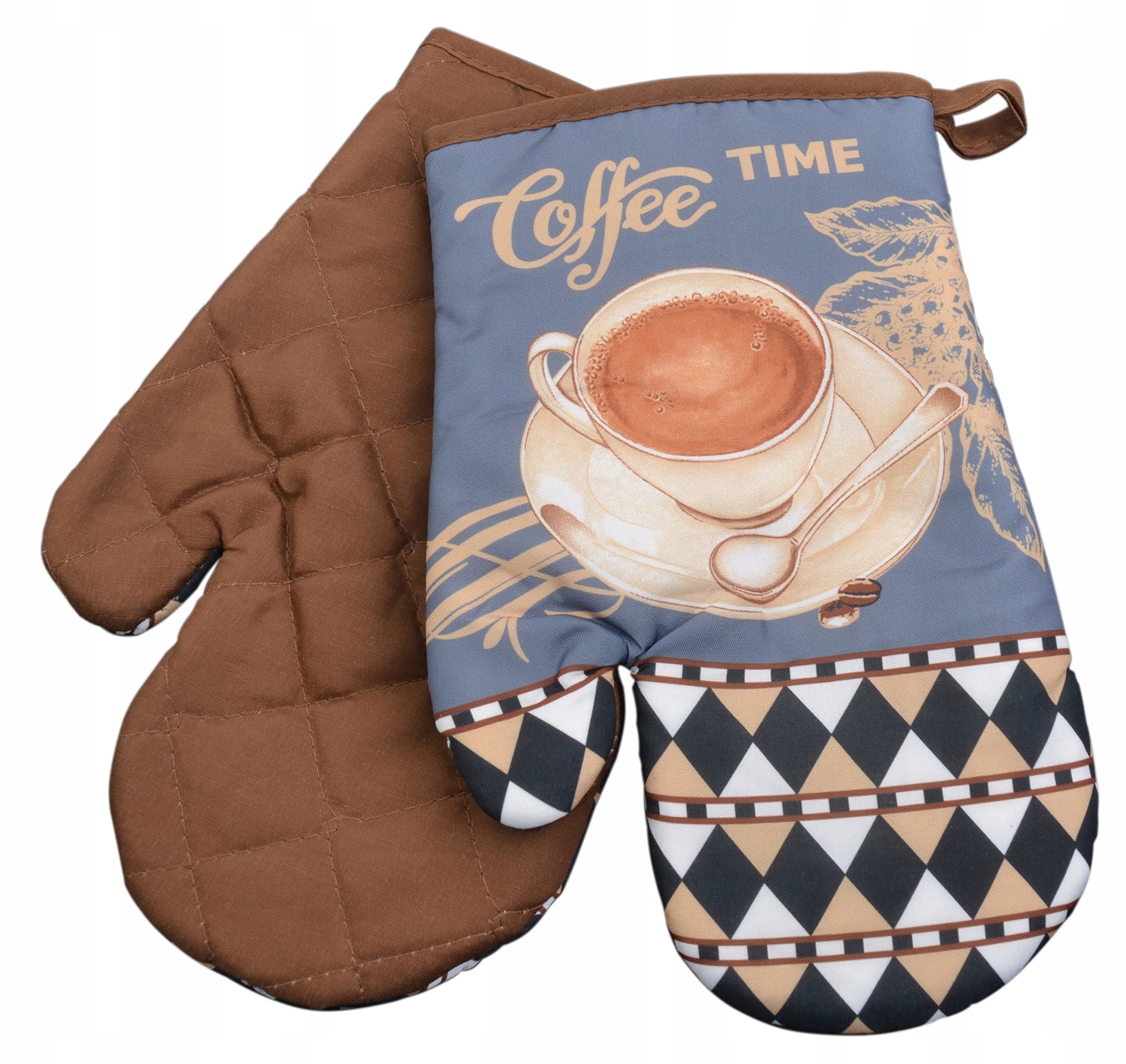 

2 rękawice kuchenne z magnesem kawa szaro-brązowe