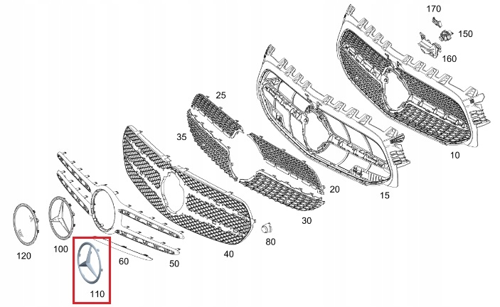 MERCEDES CLA CITAN GLA GLB W177 Gwiazda emblemat przod grill OE Stan opakowania oryginalne
