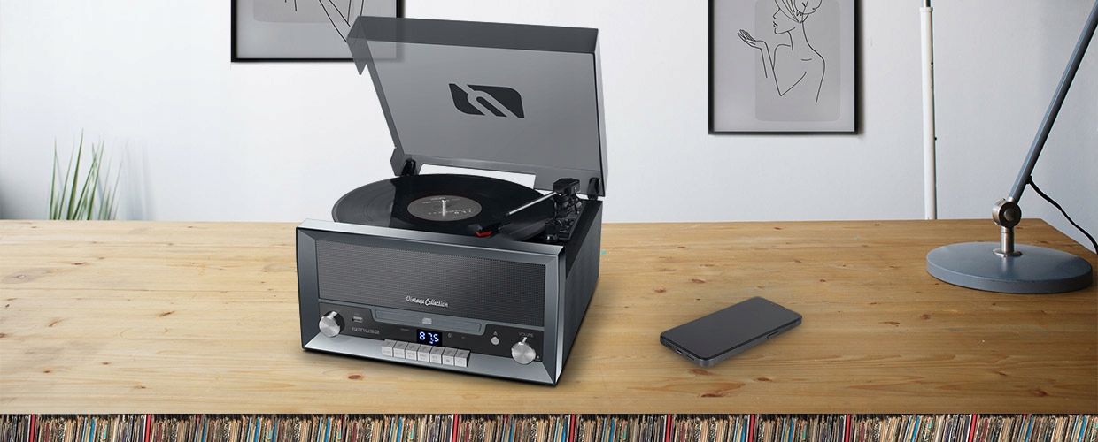 GRAMOFON STEREO 33/45/78 RADIO FM ODTWARZACZ CD USB MOC 20W MUSE MT-110 DS Marka Muse