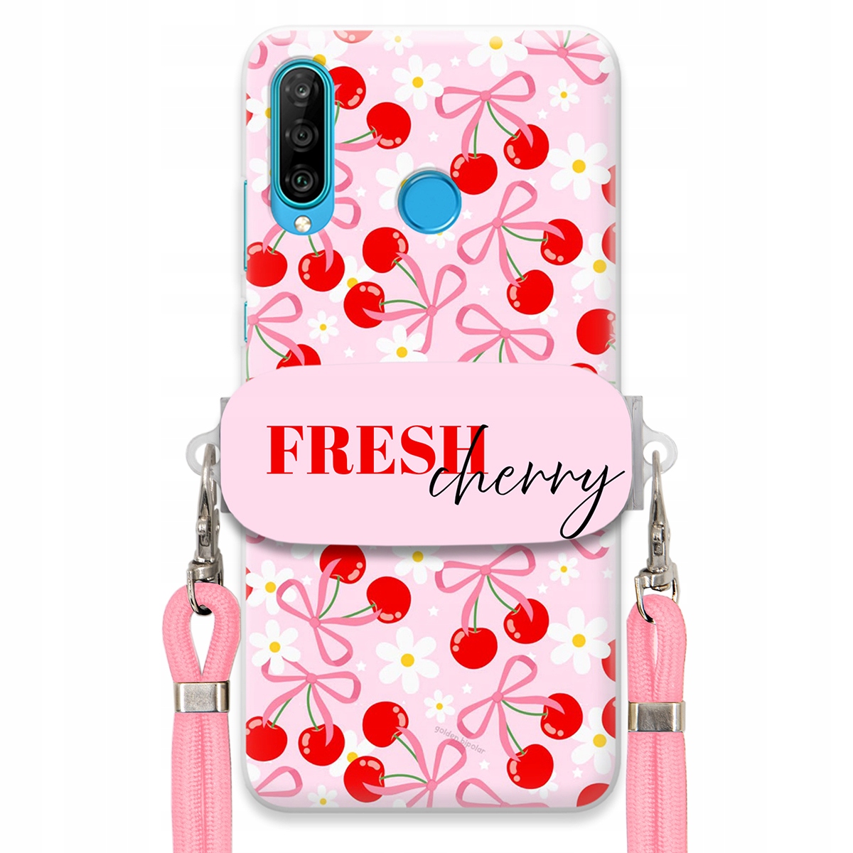 Puzdro pre Huawei P30 Lite Case Držiak šnúrok Ružový Fresh Cherry Kokardy