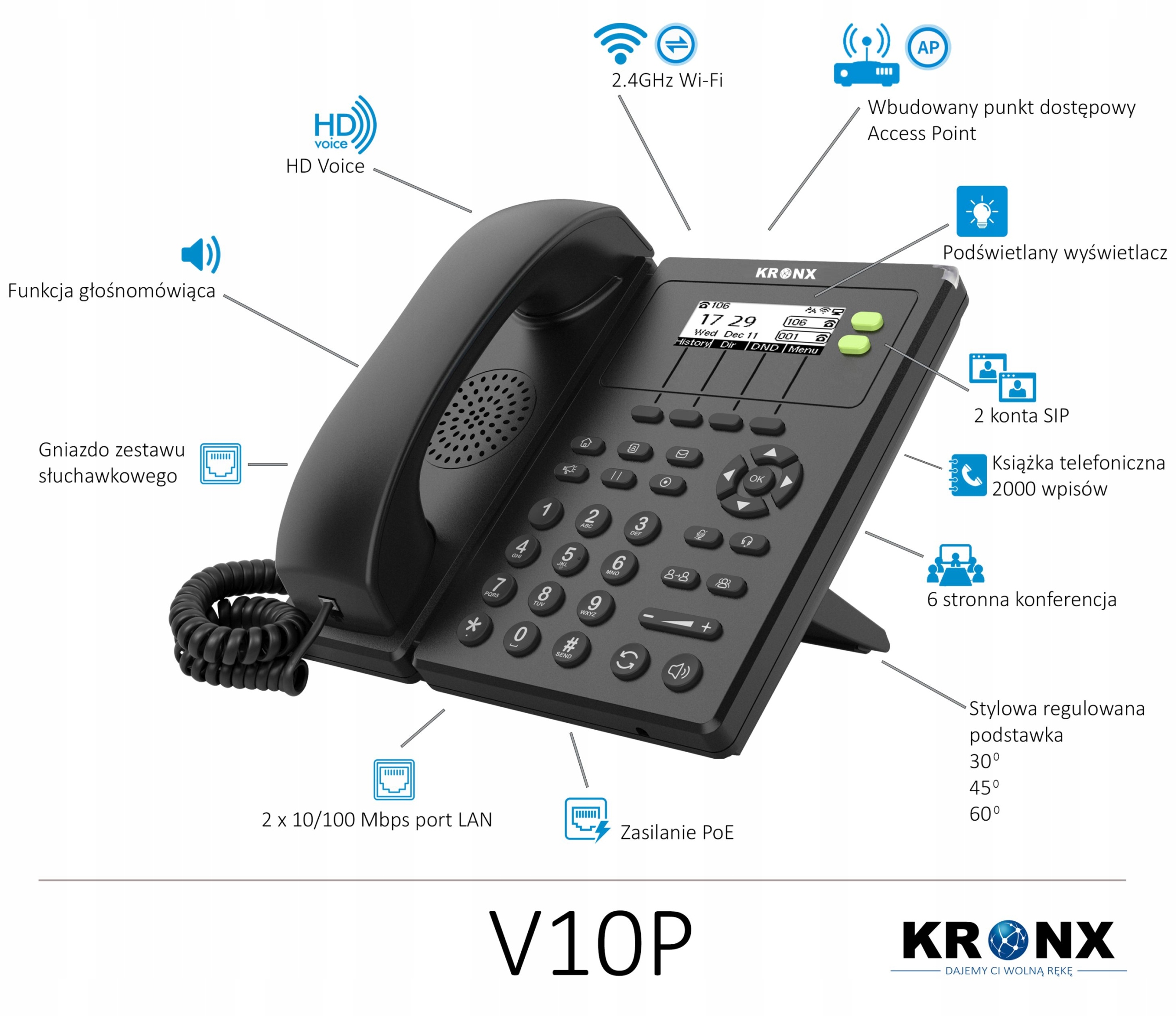 KRONX Telefon IP V10P