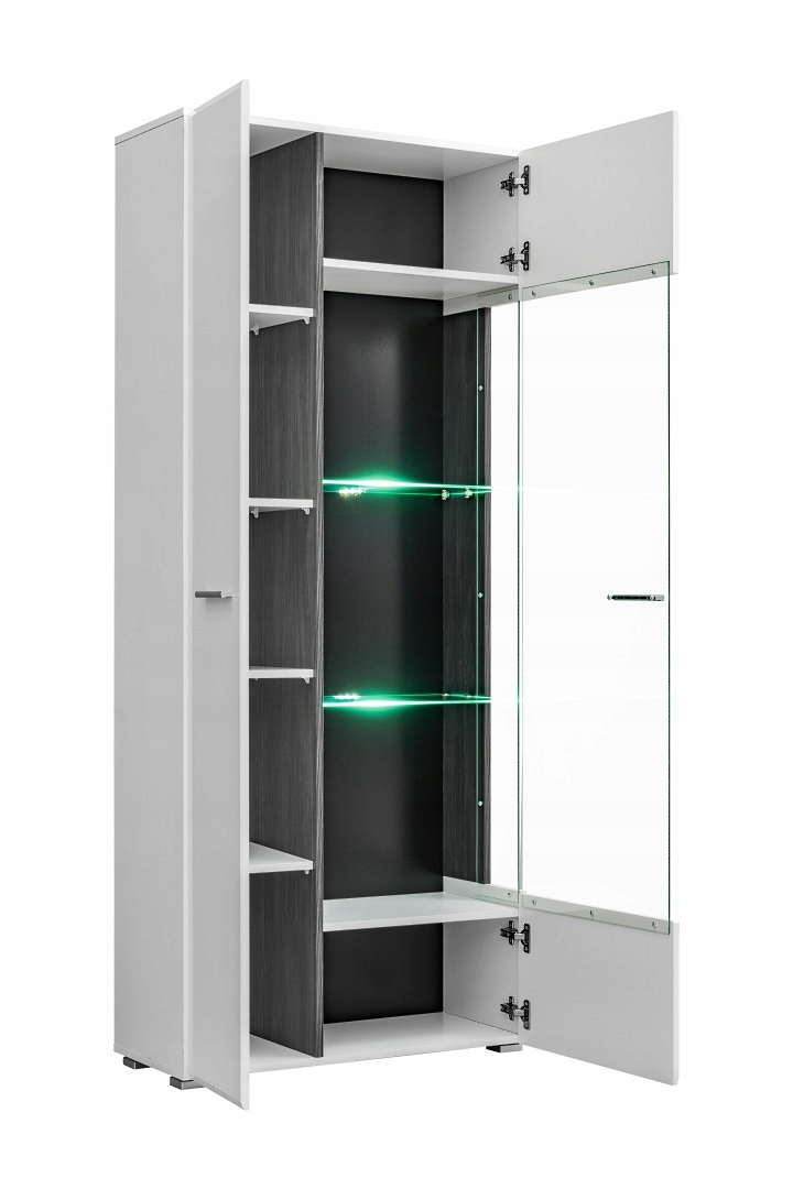 WYSOKA WITRYNA STOJĄCA SOLIDO TWIN / POŁYSK / LED Szerokość mebla 80 cm
