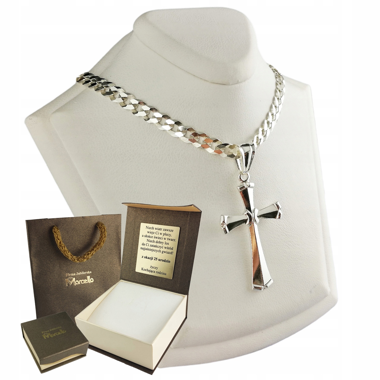 

Łańcuszek Srebrny Męski Pancerka 5mm Z Krzyżykiem