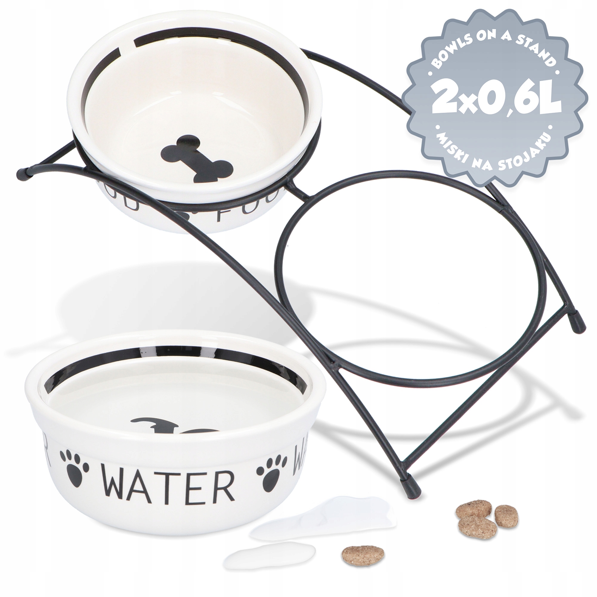 2 x Misky Stojanu Pro Psa 0,6 l Keramické misky Stojan Velká miska na vodu Psó 8K