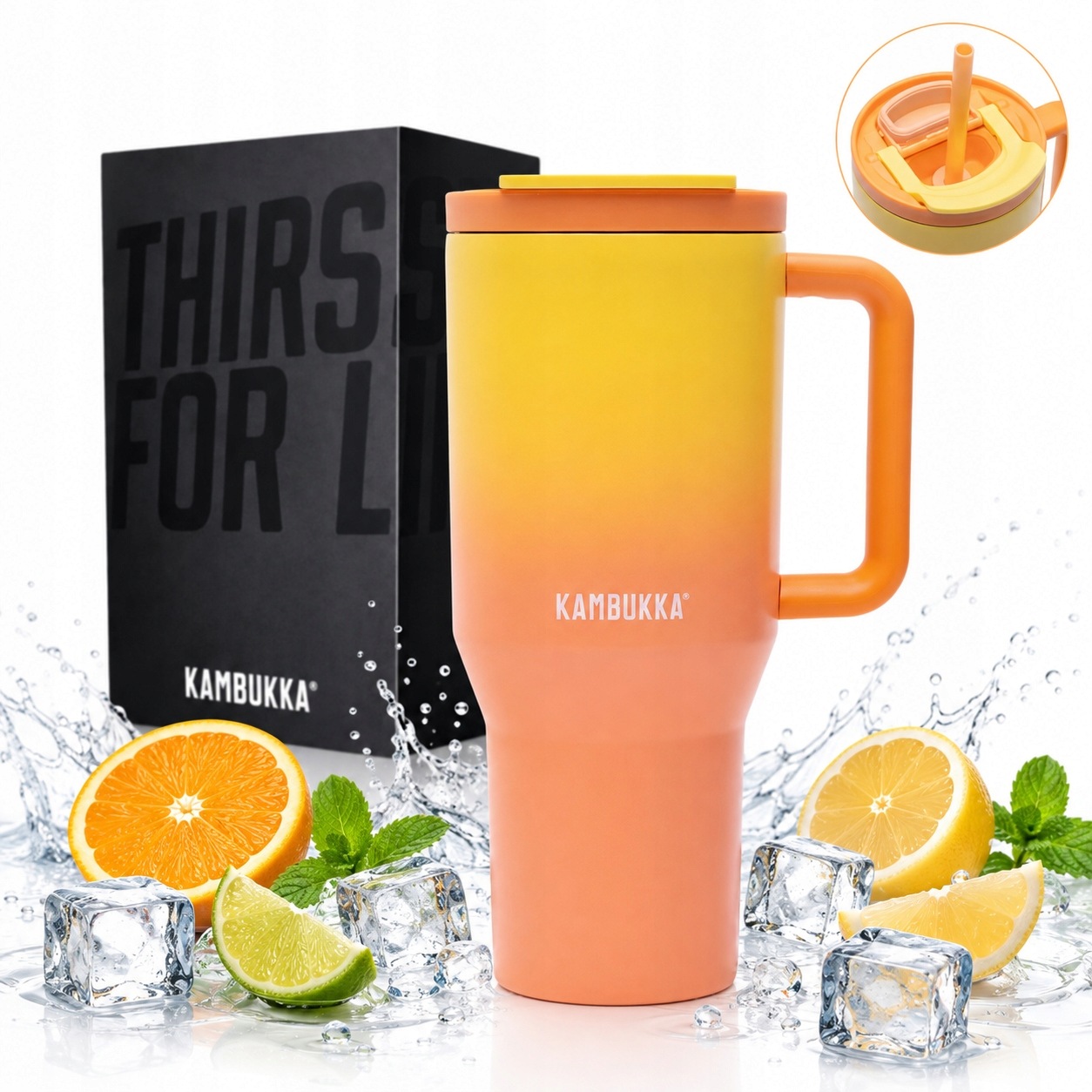 Termohrnek s brčkem 950 ml Těsný Kambukka Rio Tumbler Soft Sunrise