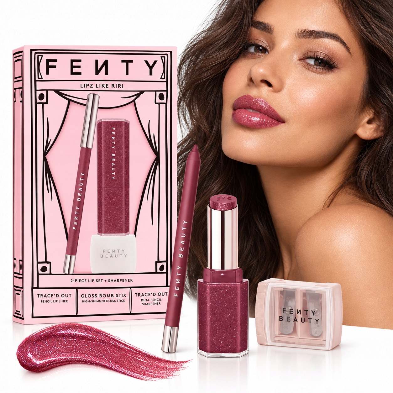 Sada kosmetických přípravků Fenty Beauty Gloss Bomb RiRi na rty pro ženy Dárek