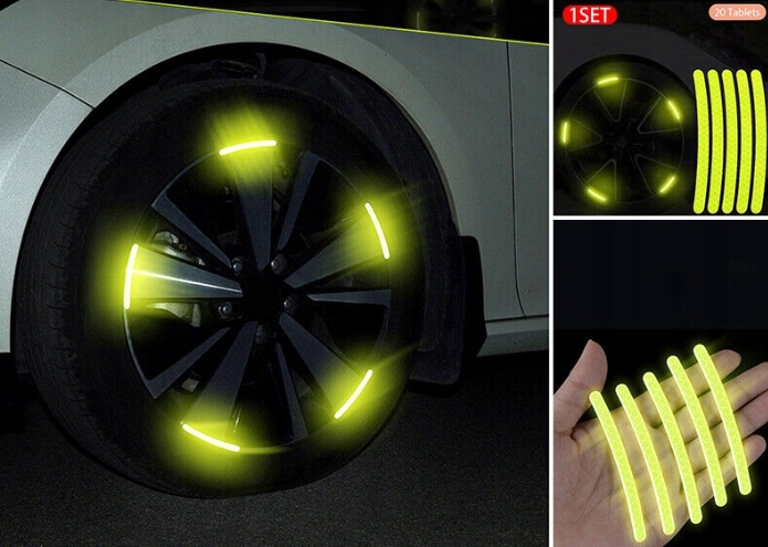 AMiO NAKLEJKI ODBLASKOWE ODBLASKI NA ROWER KOŁA Szerokość 8 mm