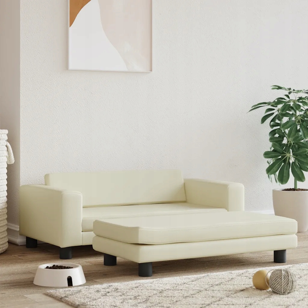 Levně vida Pelíšek pro psa a prodlužovací díl krémový 100x50x30cm umělá kůže Krém