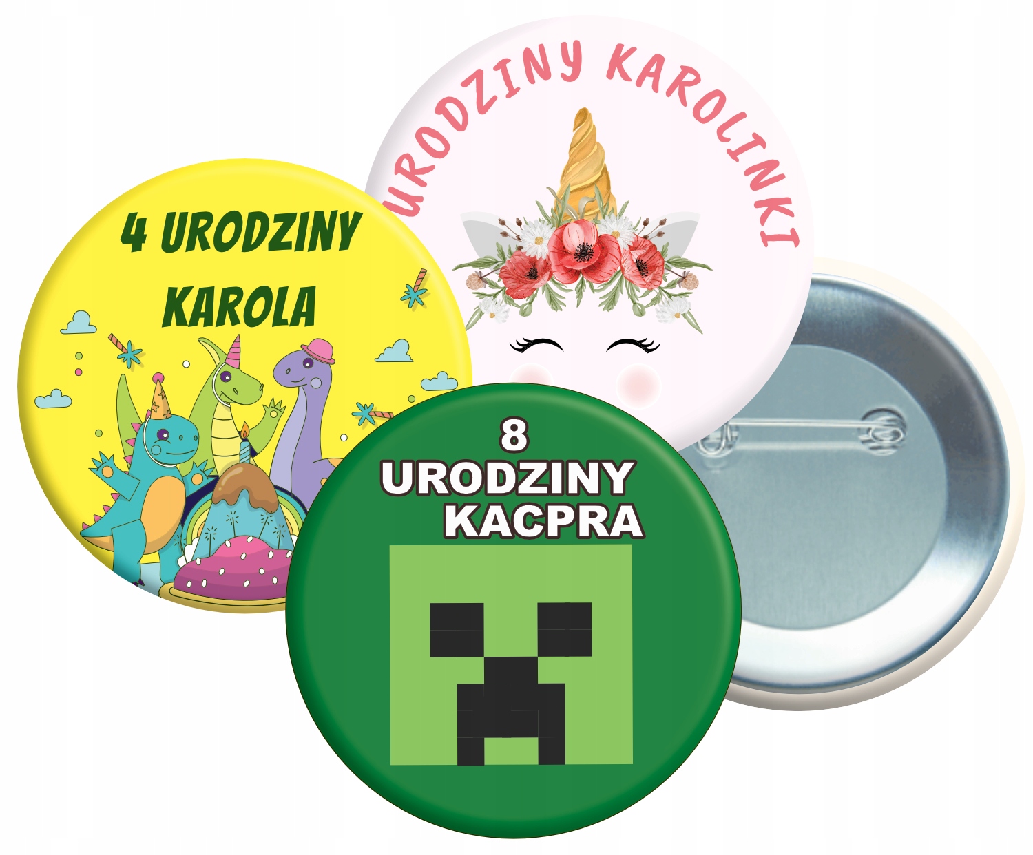 

przypinka na urodziny znaczek imię dla dzieci