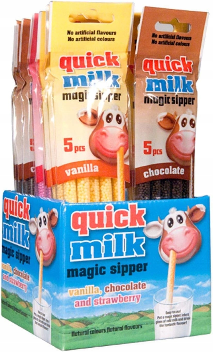 Levně Sada Quick Milk Chutné brčka na mléko Mix Chutí 20 g 20 ks