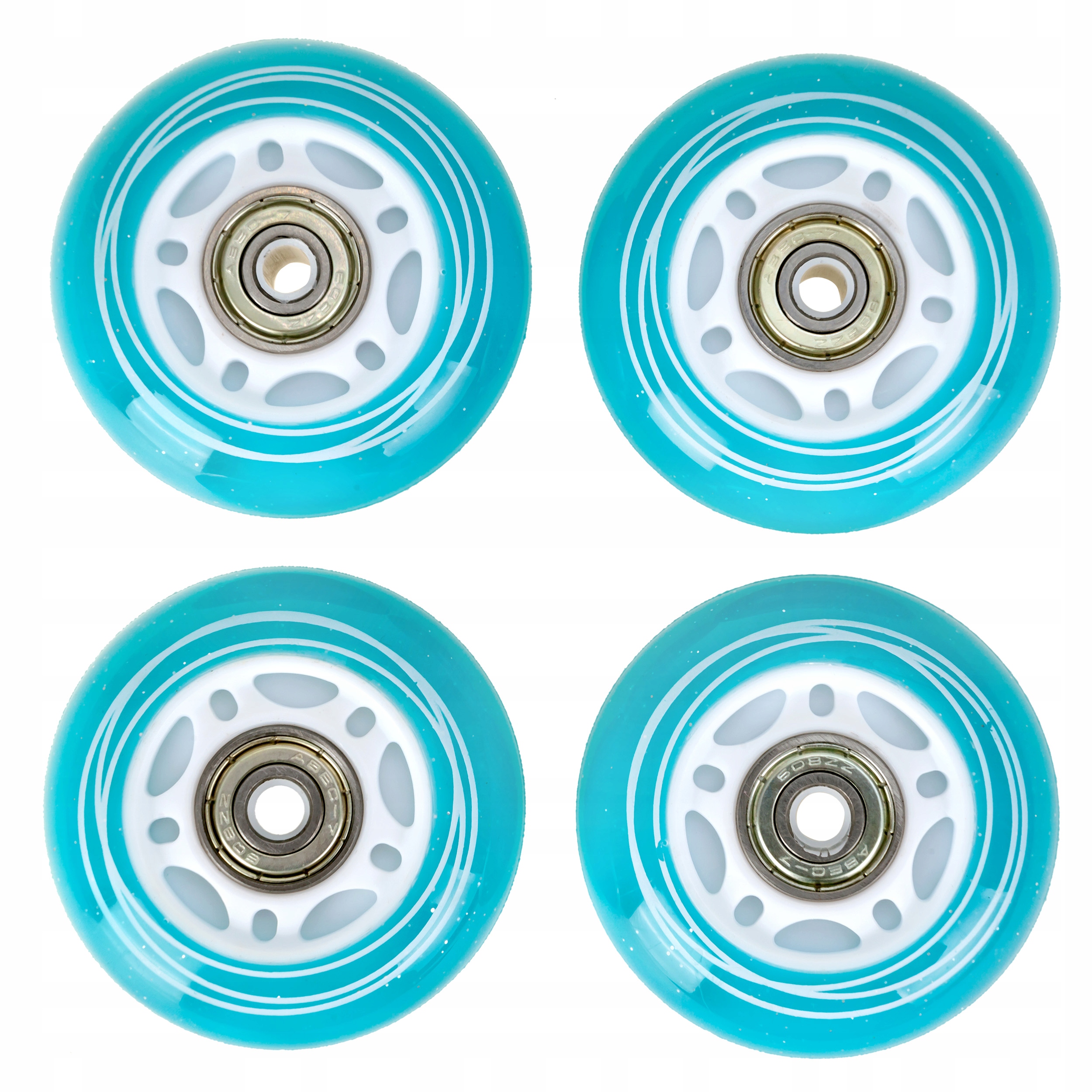 4x Świecące kółka Led do rolek Raven Loret White/Mint 70mm Pu Abec-7