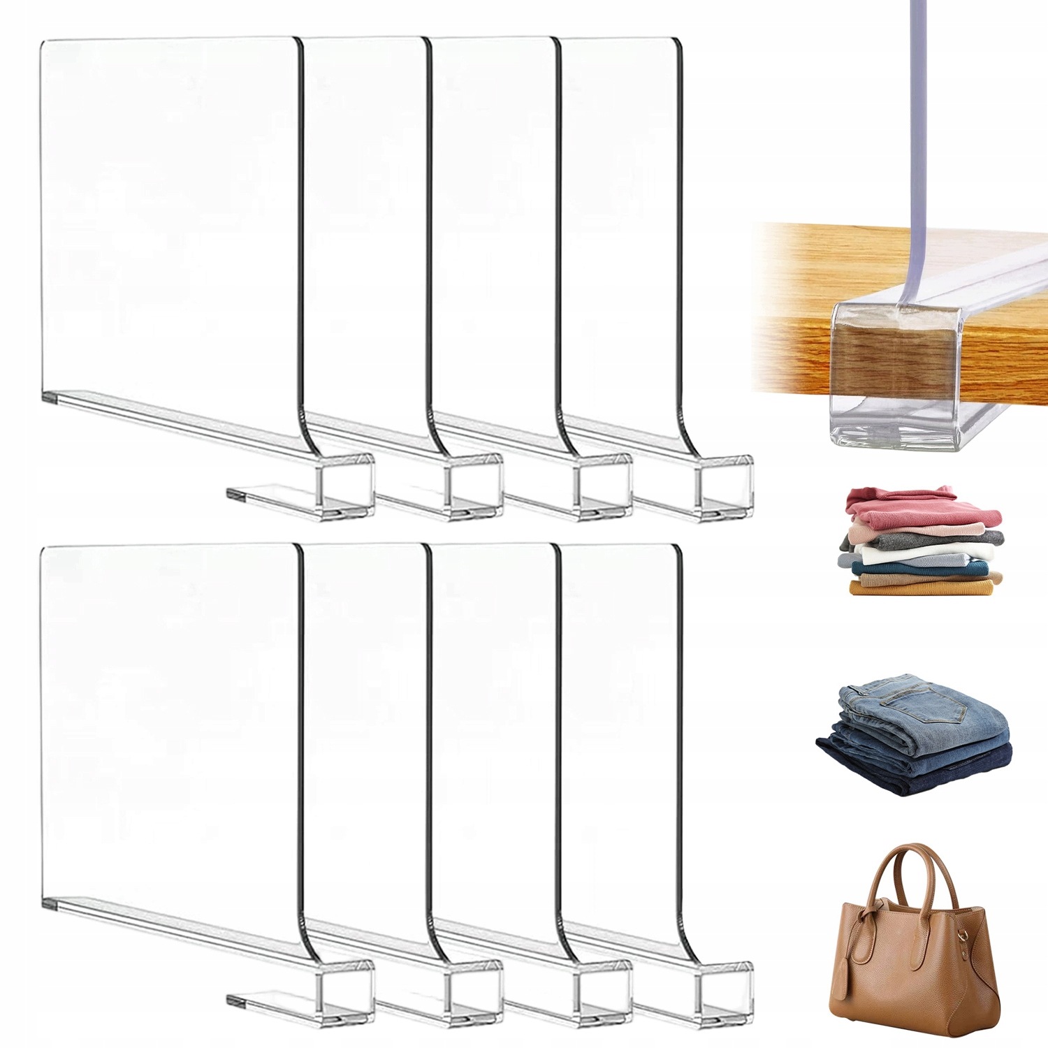Oddělovače Pro Polic 8KS Akryl Průhledný 30X20CM Bez Nářadí