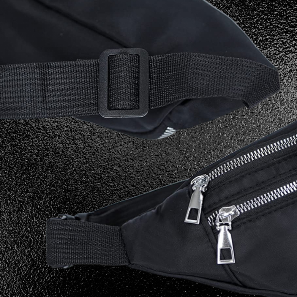 NERKA CZARNA SASZETKA DAMSKA BIODRÓWKA DWUKOMOROWA Materiał dominujący poliester