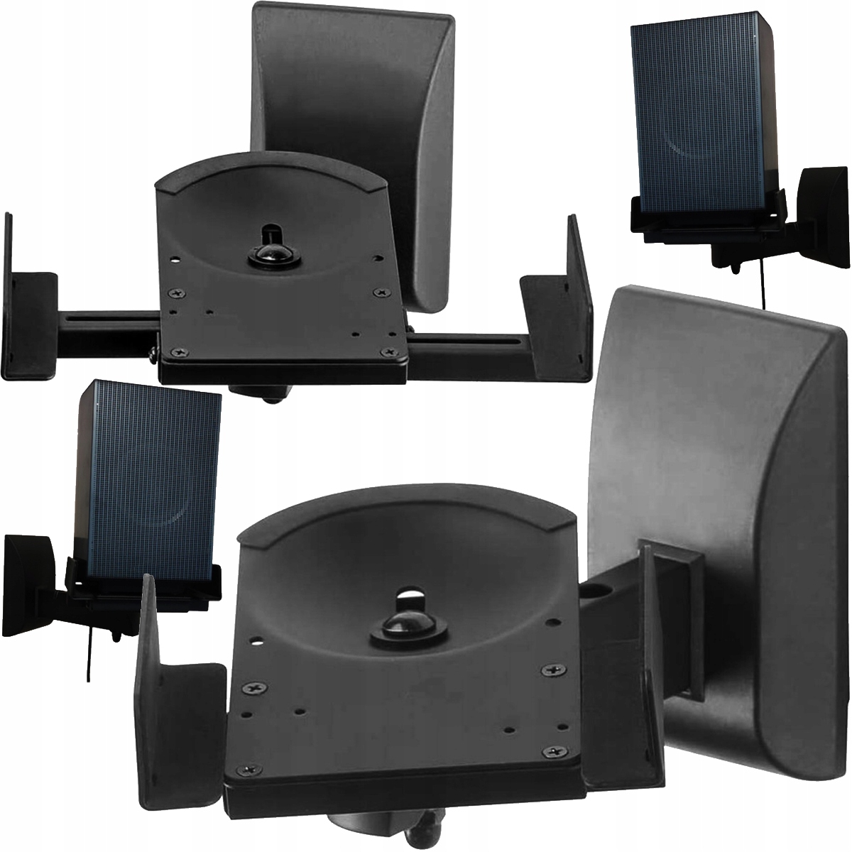 Uchwyty Głośnikowe Ścienne Regulowane Obrotowe Udźwig 25KG Czarne Komplet