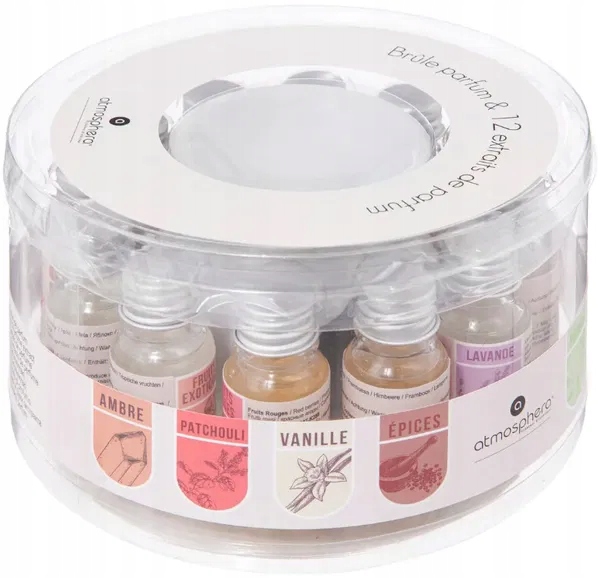 Zestaw olejków zapachowych ATMOSPHERA z lampą aromatyczną 10 ml (12 szt.)