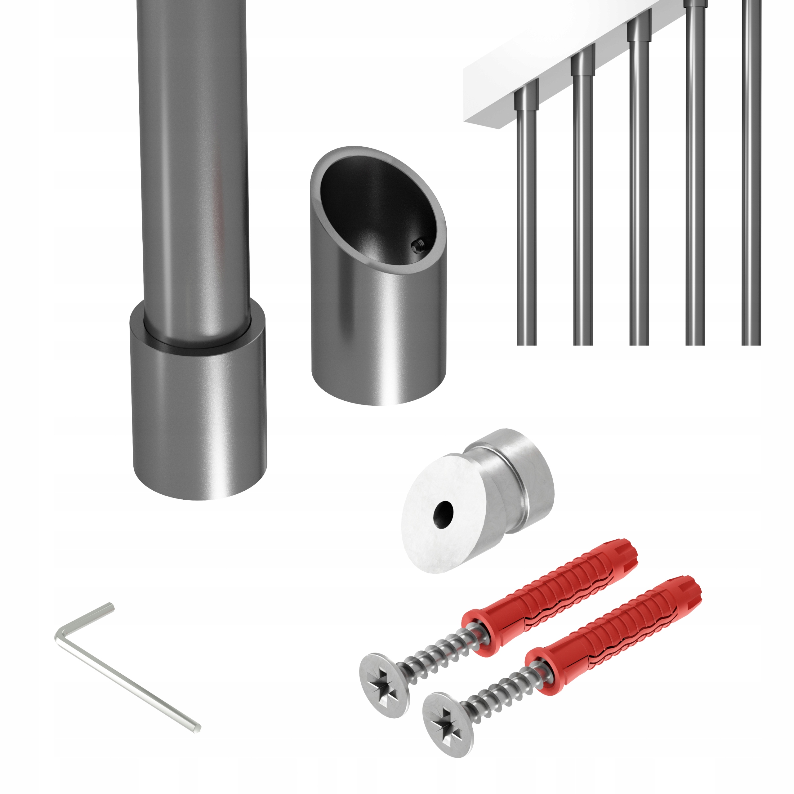 Zábradlí na schody šikmé 40 st tralka fi 25 mm grafit 295 cm Naxo 40