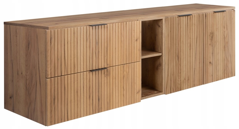 Koupelnová skříňka pod umyvadlo Závěsná dubová dvířka 140 Ryfle čela Mdf Blat