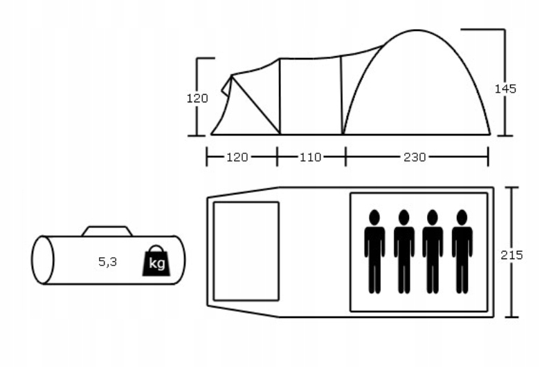 ŚWIETNY NAMIOT ACAMPER 4-OSOBOWY PRZESTRONNY BONUS Marka Acamper