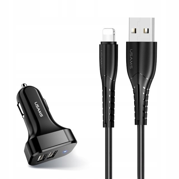 

Usams Ład. sam. 2xUSB C13 2,1A lightning czarny