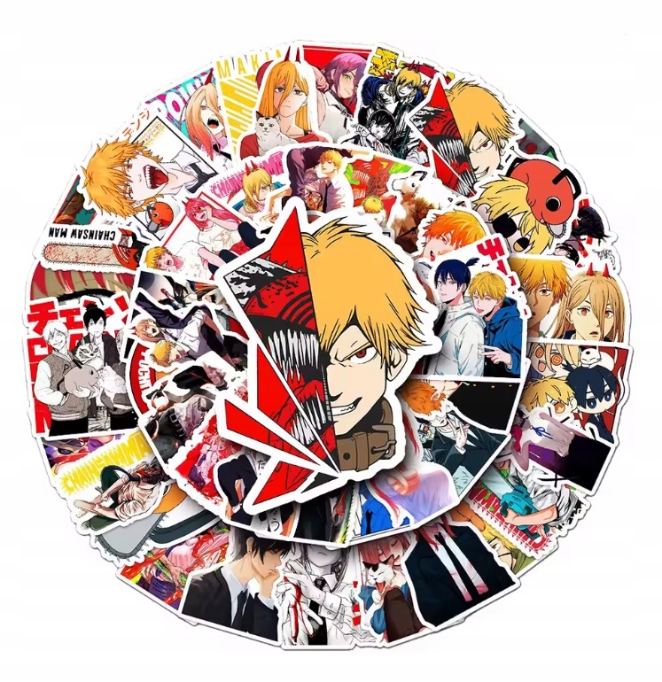 Naklejki Winyl Wlepy Chainsaw Man Denji Makima Reze 50szt Stickerbomb