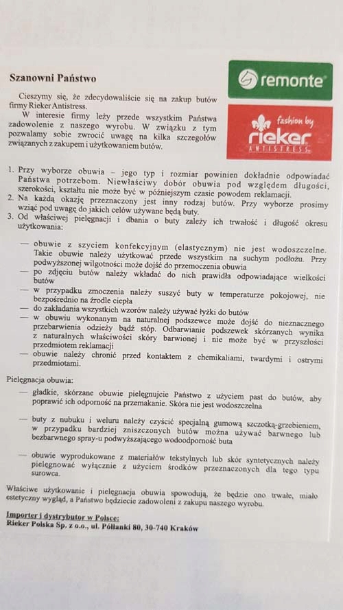RIEKER ANTISTRESS PÓŁBUTY L7171-00 WODOODPORNE r40 Nosek okrągły