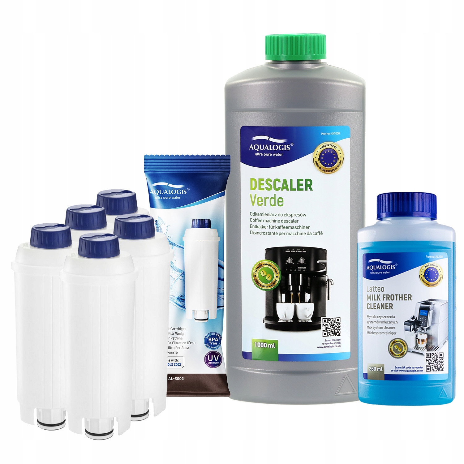 5x Filtr do kávovaru Delonghi AL-S002 Odvápňovač 1 l Tekutina 250 ml