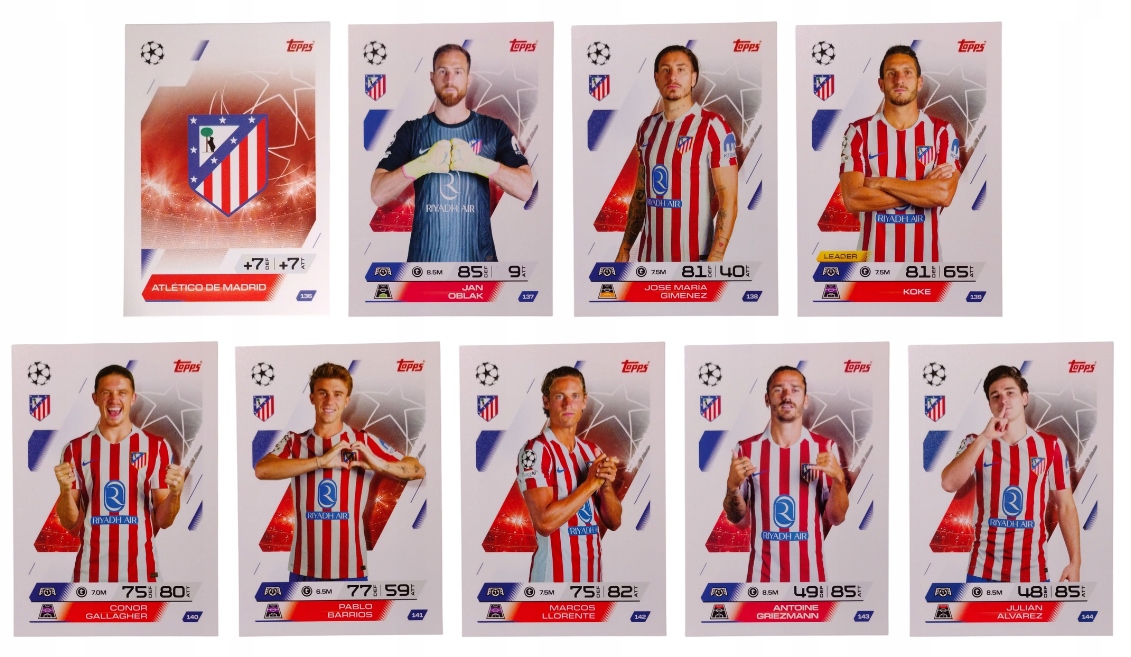 Topps Match Attax 2025-2026 Zestaw 9 Kart Atletico Madryt