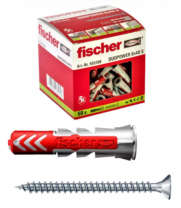 

Fischer duopower z wkrętem 8x40 S 50szt (555108)