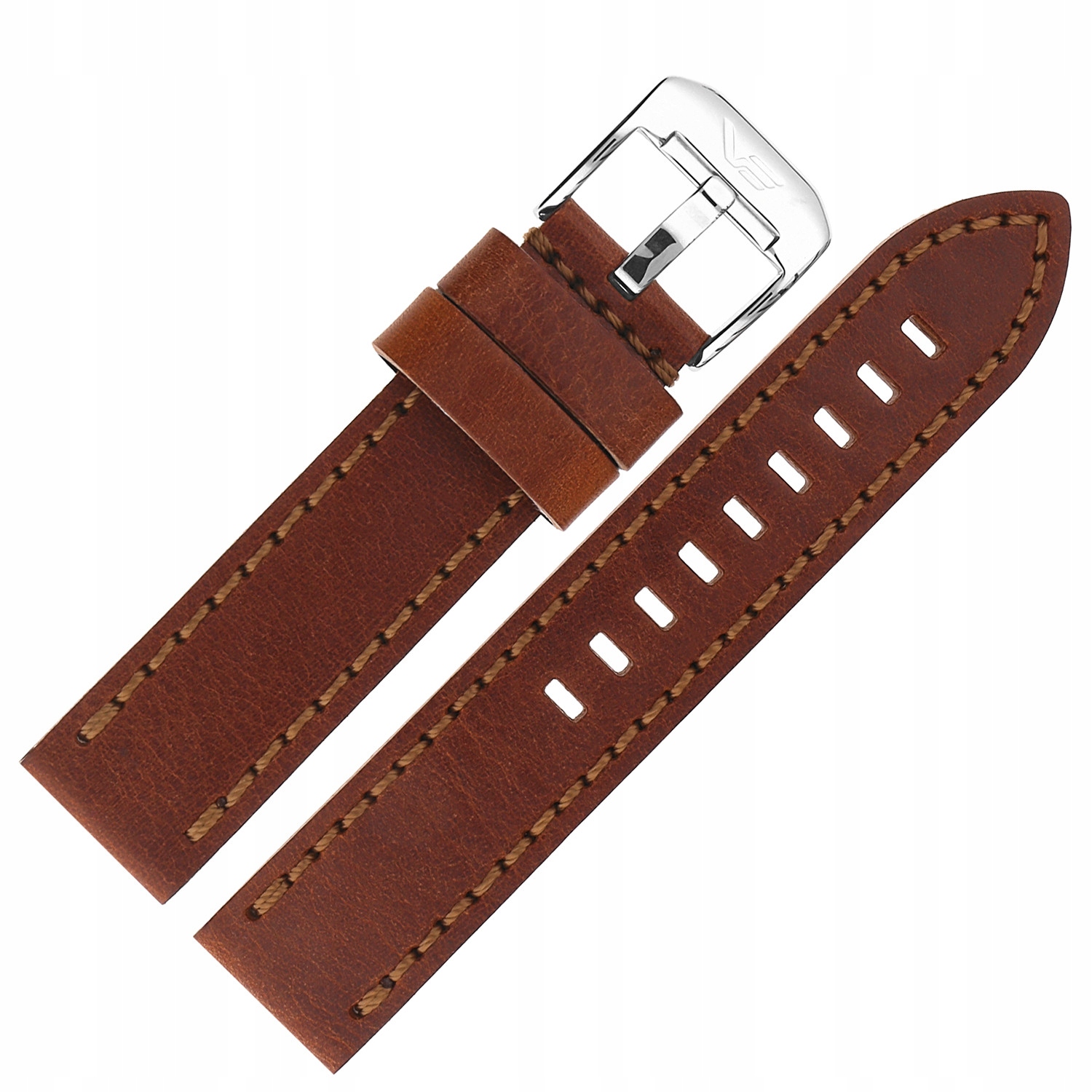 Pásek Almaz Kůže (A678) hnědý, světlý, ocelový, kl.