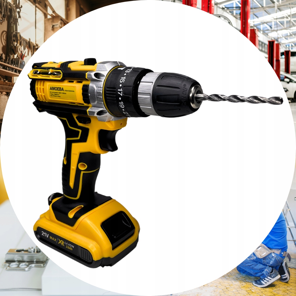 WIERTARKO WKRĘTARKA AKUMULATOROWA 21V 2X AKU ŁADOWARKA BOGATY ZESTAW Zasilanie akumulatorowe