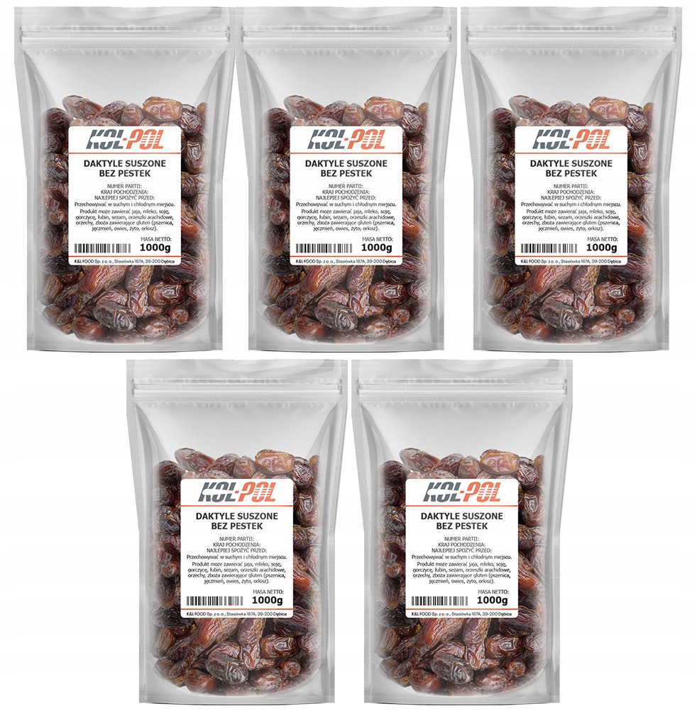 Levně Sušené Datle 5 kg Bez pecek přírodní čerstvé měkké kvality Kol-Pol