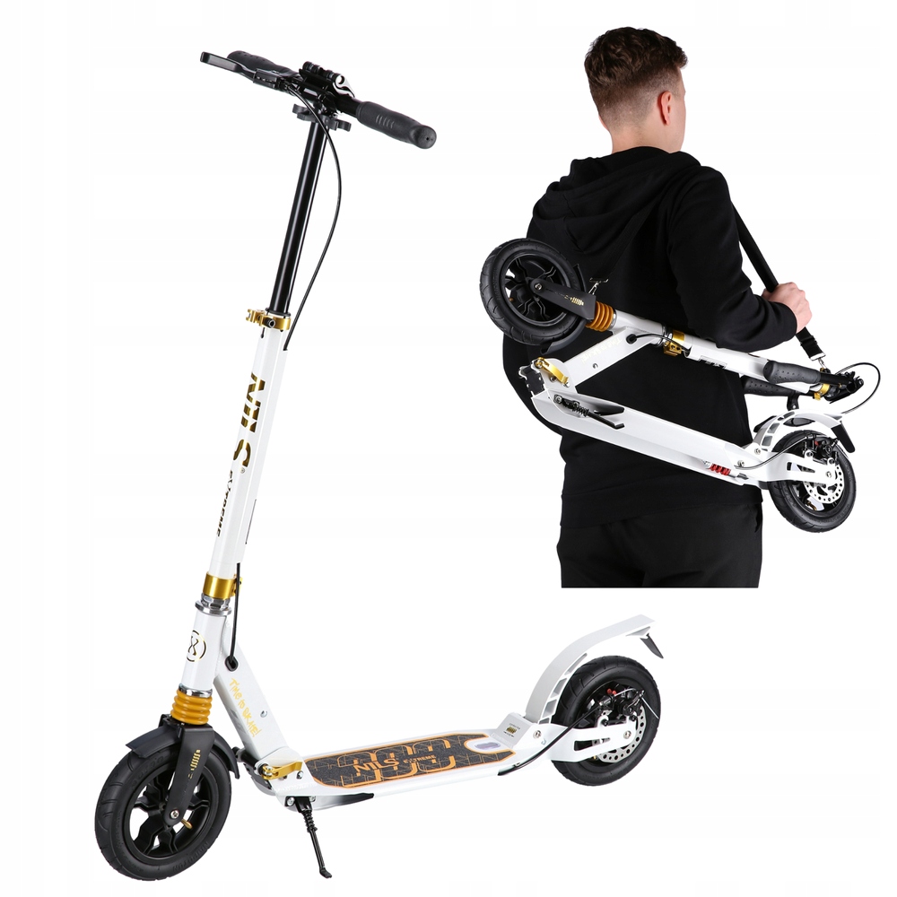 Hulajnoga Składana Pompowane Koła 200 mm Młodzieżowa Hamulec Tarczowy Nils