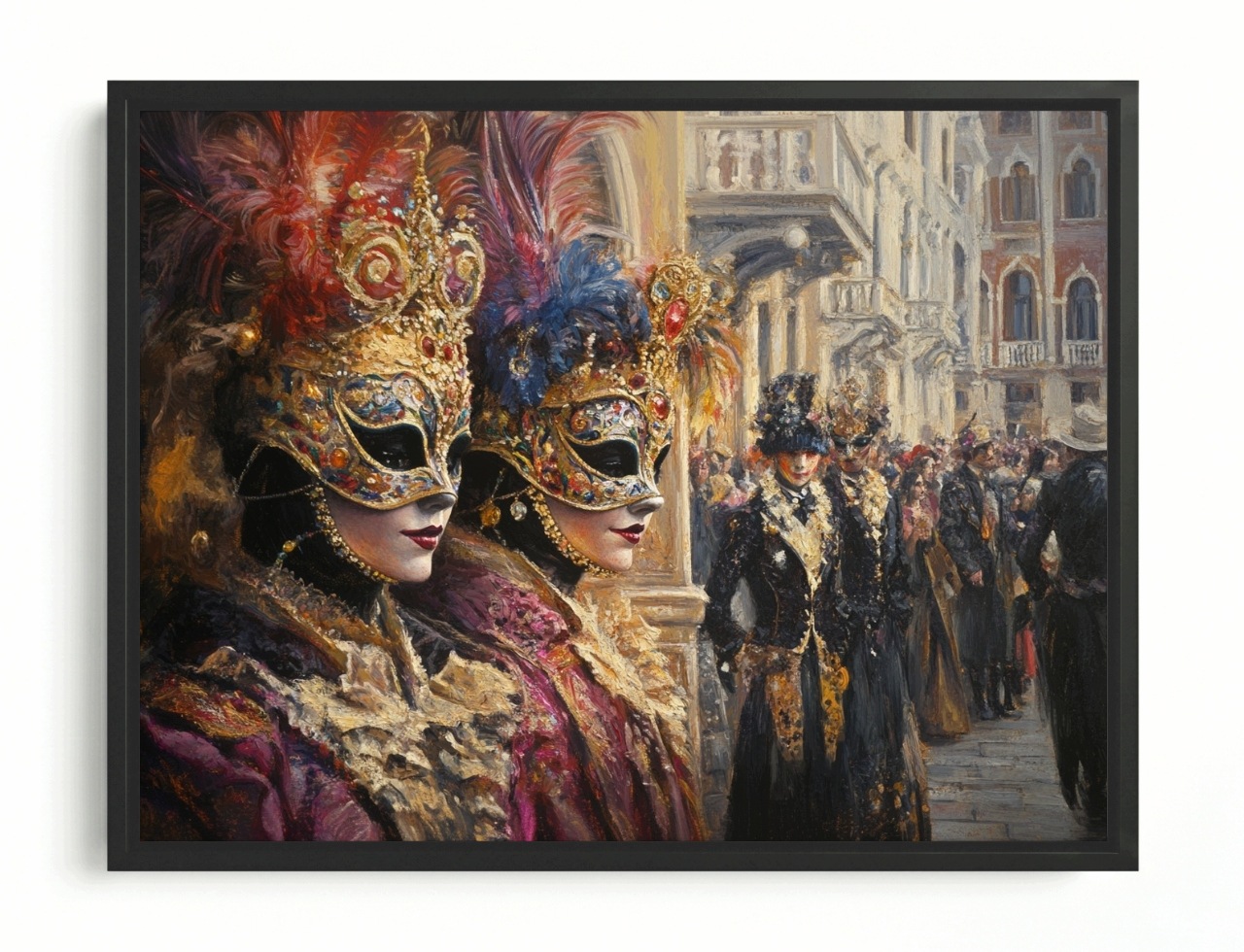 Obraz Rám American Box Benátky Taliansko Karneval Sviatok Kostým Maska 80x60