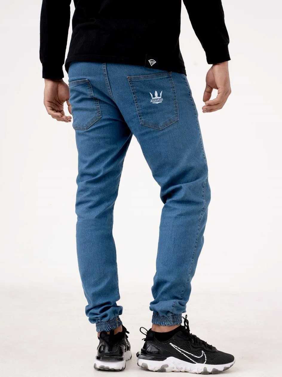 Joggery Kalhoty Jigga Wear Jeans Medium Blue vel. L