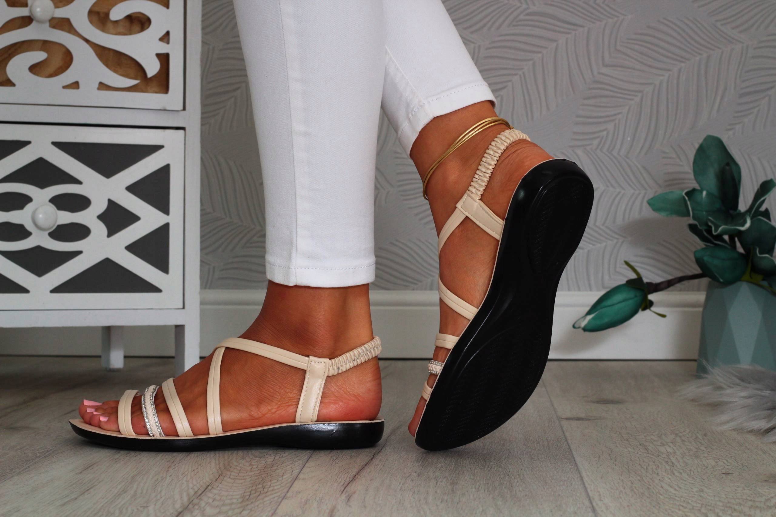 SANDAŁY DAMSKIE SPORTOWE NA LATO LEKKIE PŁASKIE Materiał zewnętrzny inny