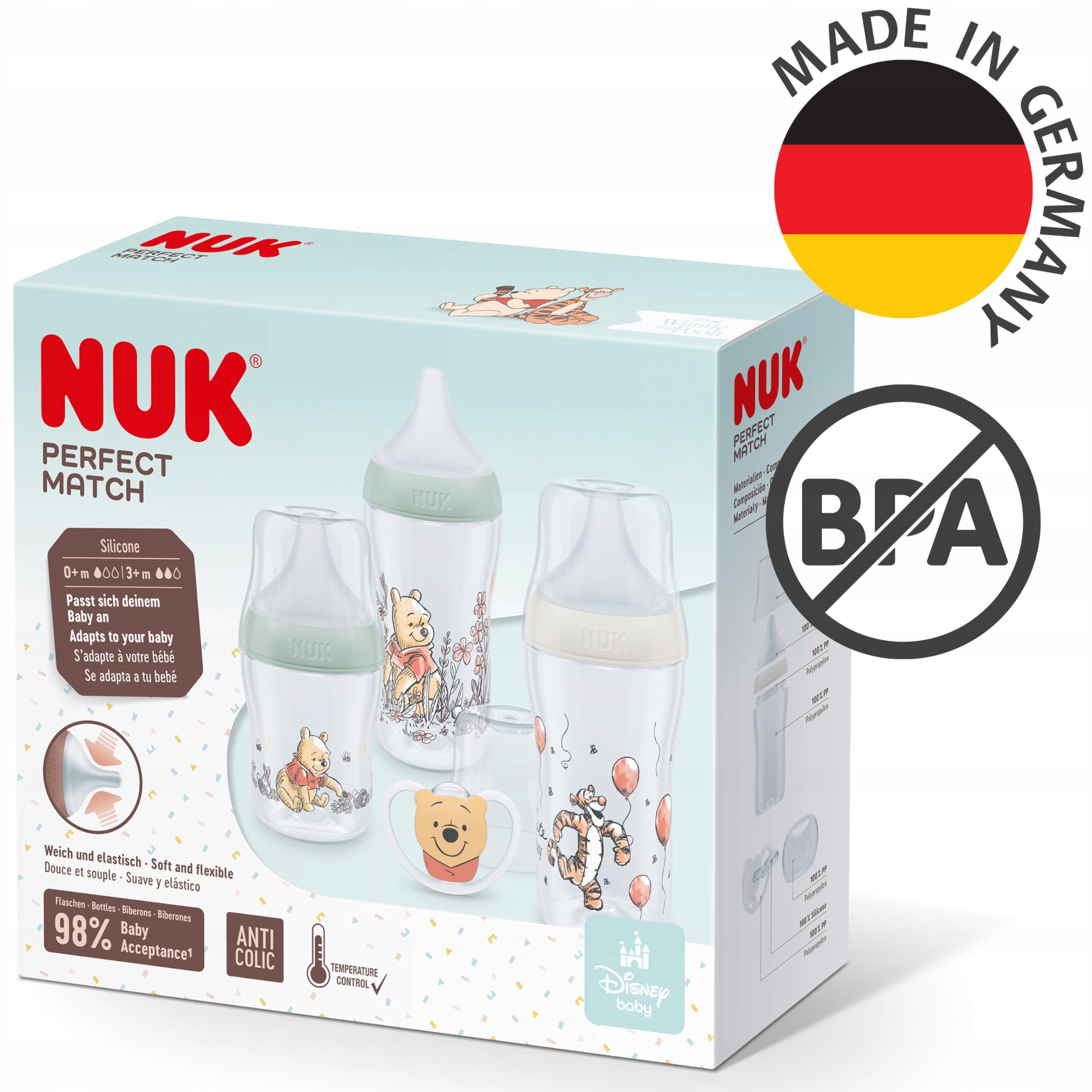 NUK Zestaw Butelki Dla Niemowląt 0m+ 3 Antykolkowe Butelki Smoczek BPA Free — miniatura 6