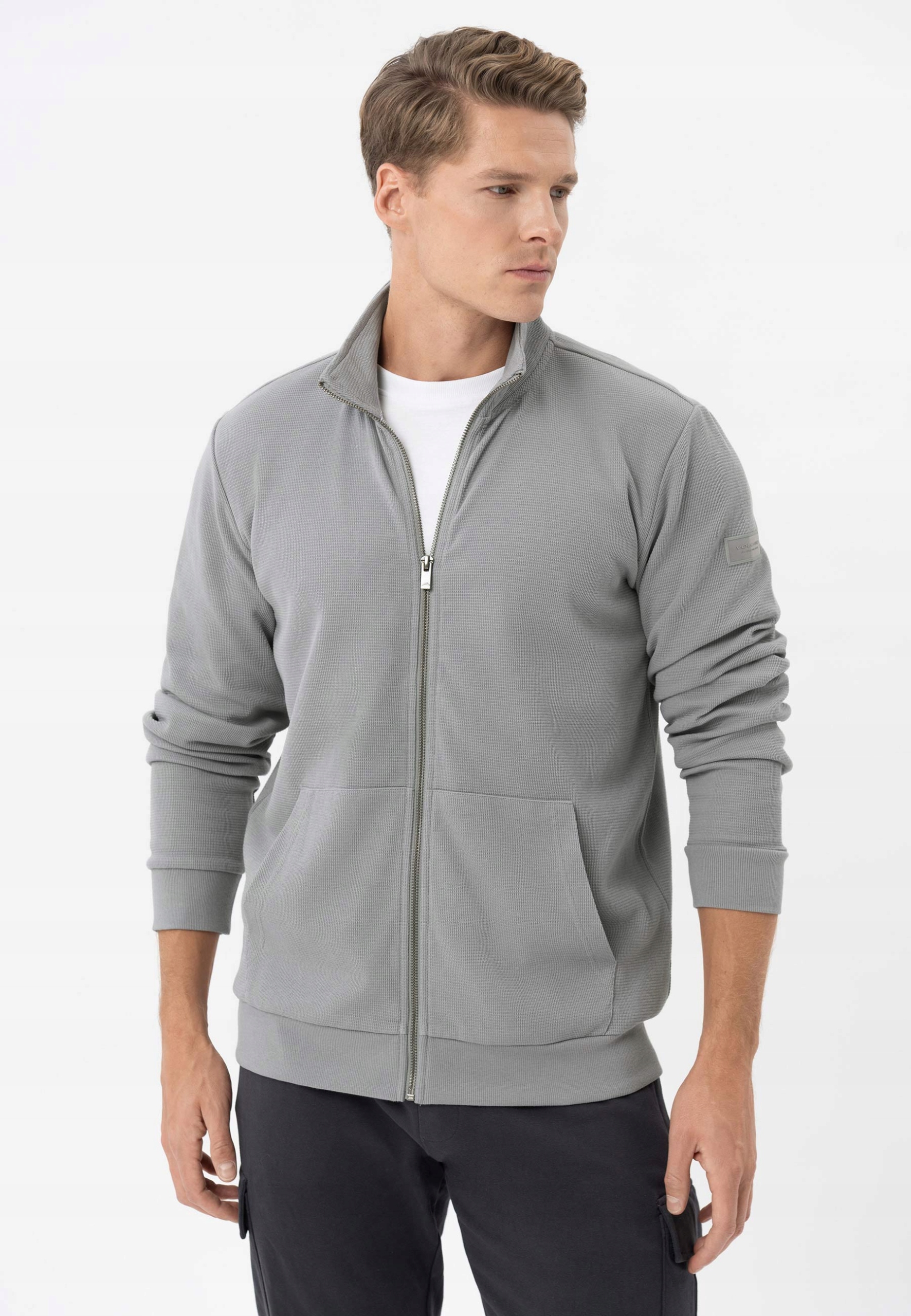 Męska Bluza Rozpinana Ze Stójką Szara Volcano B-gulf 3XL