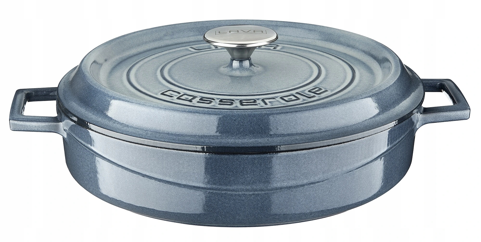 Liatinový hrniec nízky okrúhly 28 cm šedá majolika