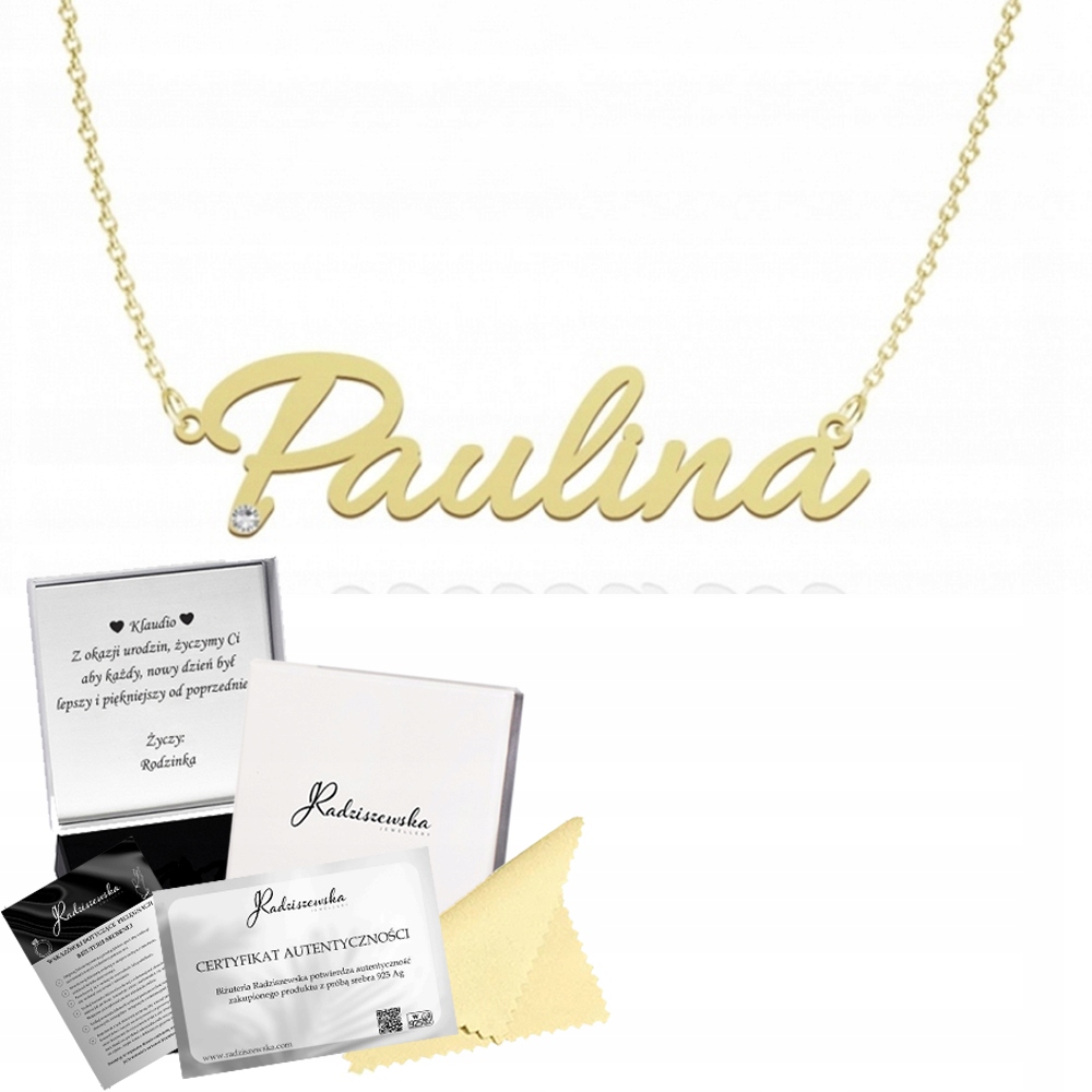 Zlatý Náhrdelník S Jménem Paulina Řetízek Stříbro 925 Dárek Věnování